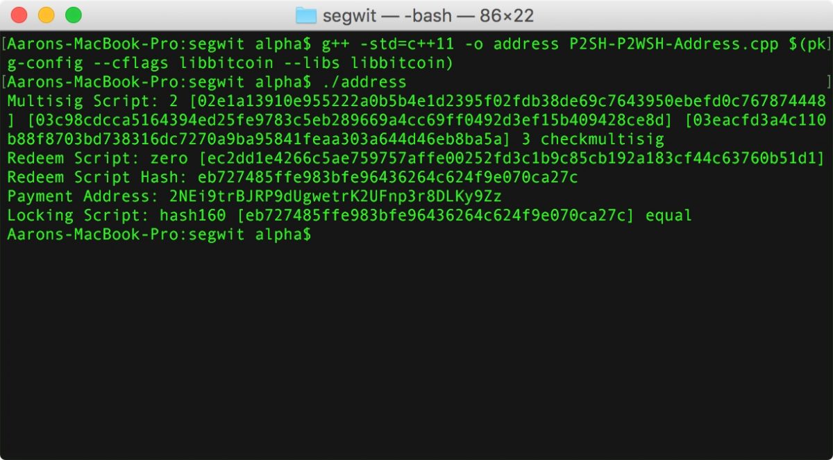 Libbitcoin: Create a Non-Native Segwit Multisig Address(P2SH-P2WSH)
