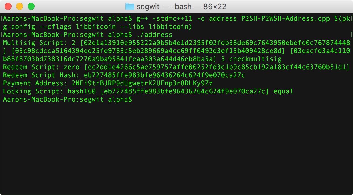 Libbitcoin Create A Non Native Segwit Multisig Address P2sh P2wsh The Web Log Of Aaron Jaramillo Libbitcoin Create A Non Native Segwit Multisig Address P2sh P2wsh The Web Log Of Aaron Jaramillo
